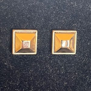 Gold tone square button post earrings